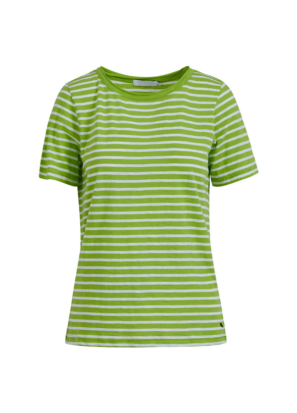 Coster Copenhagen T-SHIRT M. RÄNDER- MEDELLÅNGA ÄRMAR T-Shirt Flashy green stripe - 401